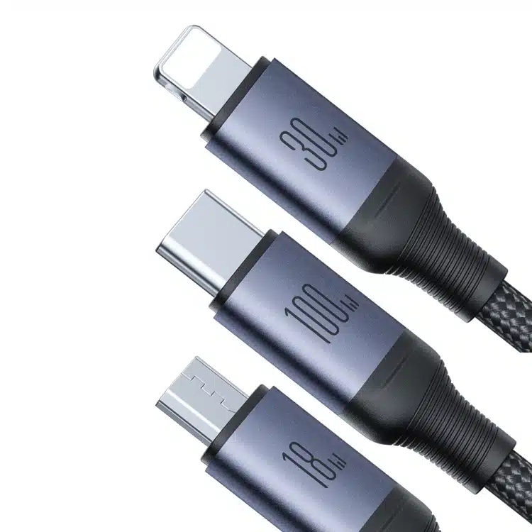 Câble de charge A21 - USB+Type-C vers iP+Type-C+Micro USB