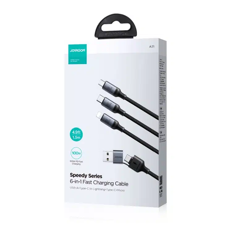 Câble de charge A21 - USB+Type-C vers iP+Type-C+Micro USB